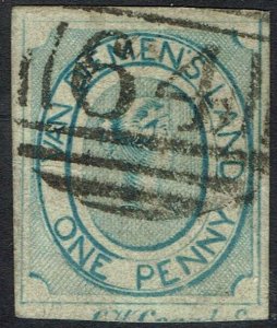 TASMANIA 1853 QV COURIER 1D USED PART IMPRINT 