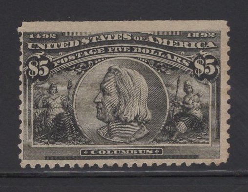 US Stamp Scott #245 $5 Columbian MINT NO GUM SCV $1150