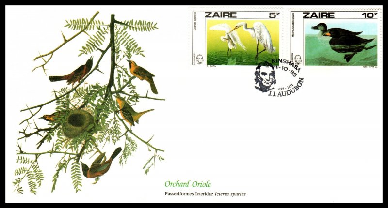 Zaire 1195-1196 Birds Fleetwood U/A FDC