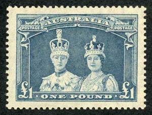 Australia SG178a KGVI One Pound Robes Thin paper M/Mint (toned)