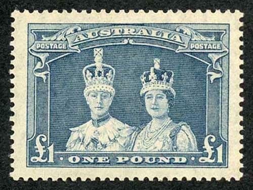 Australia SG178a KGVI One Pound Robes Thin paper M/Mint (toned)