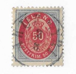 Iceland Sc #19 50aur used with better SON  CDS VF