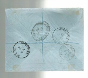 1937 Zanzibar Silver Jubilee cover set # 215-217  to France via SS Mantola Ship