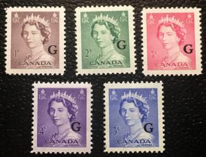 CANADA SC#O33-37  QEII Karsh Portrait G Overprints mint