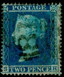 SG20, 2d pale blue plate 4, SC16, used. Cat £110. SH