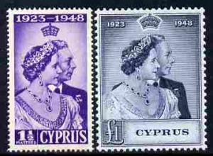 Cyprus 1948 KG6 Royal Silver Wedding set of 2 unmounted m...