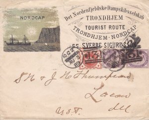 1889 NORWAY, Private Illustrated NORTH CAP Tourist Route Envelope - Polar Expedi