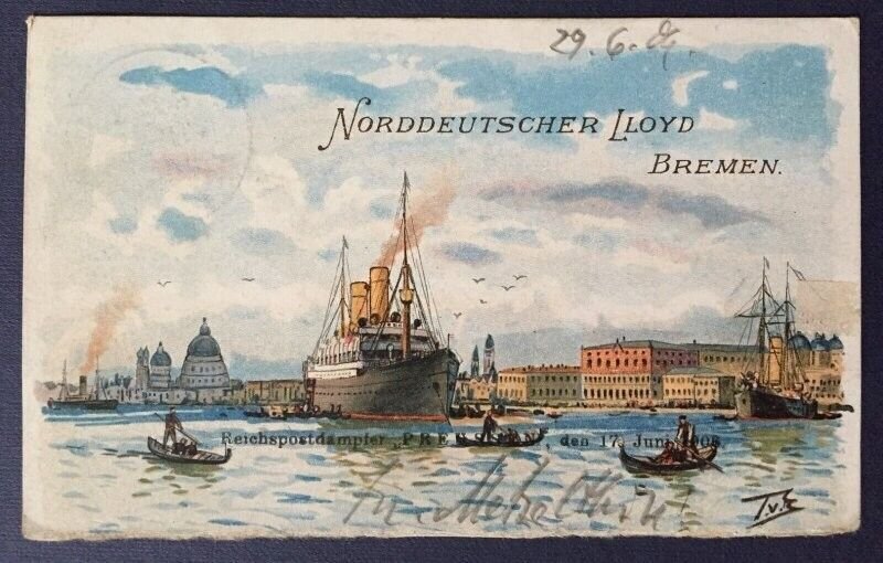 1906 MALAYA STRAITS SETTLEMENTS  KEVII 1c used PostCard PENANG to BERLIN GERMANY