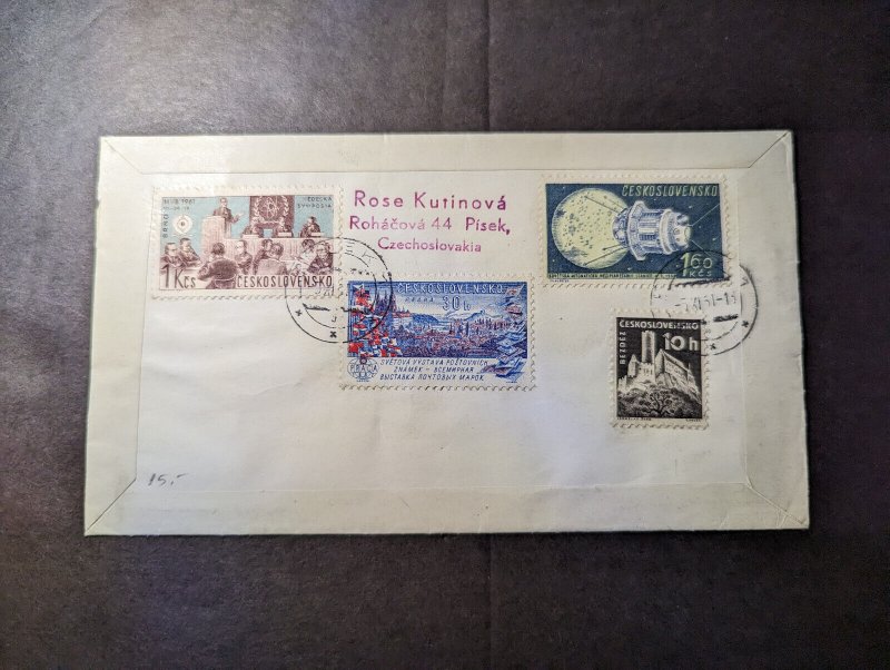 1961 Registered Czechoslovakia Hand Painted Airmail Cover Pisek to IA USA