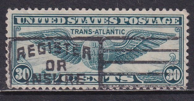 USA 1939 Sc C24 Transatlantic Winged Globe Airmail Stamp  Used