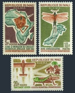 Mali 58-60,MNH.Michel 83-85. Anti-locust campaign, 1964. Map.