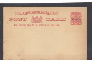 Postal Stationery Specimen H&G # 25 New South Wales postal card 1902 Vintage