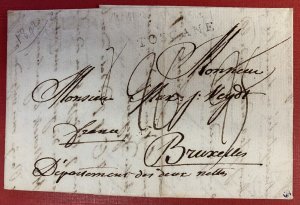 Italy, 1802, Stampless Cover/ 3 1/2 Page Folded Letter, from Livorno to Brussels