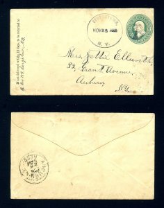 # U164 entire from Georgetown, NY to Auburn, NY dated 11-28-1883