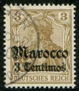 German Offices Morocco SC# 20 o/p'd 3 Centiens on Germany 3pf used