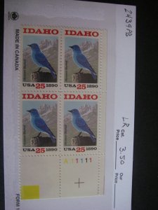 Scott 2439, 25c Idaho Statehood, PB4 #A11111 LR, MNH Beauty