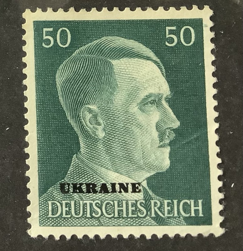 Russia under occupation 1941/43 Scott N46 used - 50pf, Adolf Hitler ovpt Ukraine