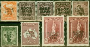 Australia B.C.O.F Japan 1946-47 Extended Set of 9 SGJ1-J7a Fine & Fresh LMM C...