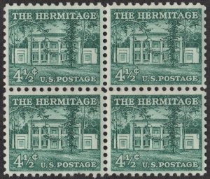 SC#1037 4 1/2¢ The Hermitage Block of Four (1959) MNH