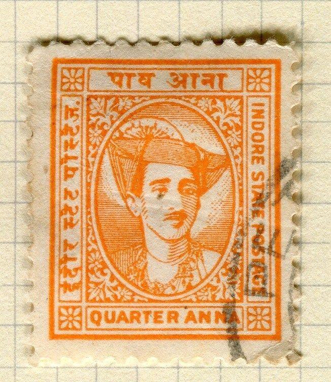 INDIA;   INDORE 1940 early Holkar II issue fine used 1/4a. value