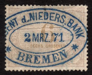 1871, Germany Bremen 6Gr, Savings revenus, Nice Cancel
