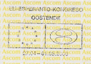 Meter cut / Postmark Belgium 2000 Esperanto Congress Oostende 