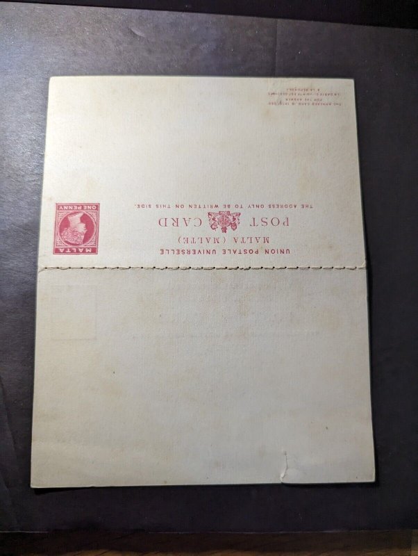 Mint British Malta Postal Stationery Postcard and Reply Card