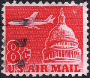 SC#C64 8¢ Jet Airliner Over Capitol Single (1962) Used