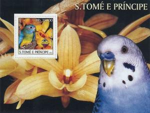 SAO TOME E PRINCIPE 2003 SHEET PARROTS ORCHIDS BIRDS FLOWERS st3234