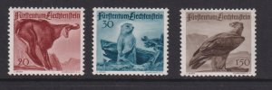 Liechtenstein  #223-225  MH  1947  chamois ,  marmot , eagle