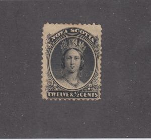 NOVA SCOTIA REF# KM25 # 13 FVF-MNGH 12 1/2cts QUEEN VICTORIA BLK CAT VALUE $30