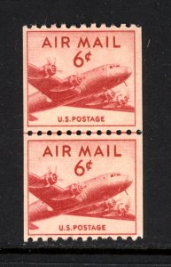 SCOTT C41 1949 6 CENT DC4 SKYMASTER AIRMAIL ISSUE COIL LINE PAIR MNH OG VF!