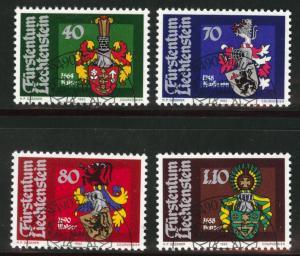 LIECHTENSTEIN Scott 729-732 Used CTO 1982 coat of arms set