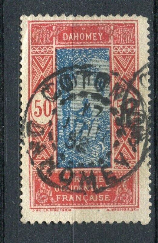 FRENCH COLONIES; DAHOMEY early 1900s pictorial issue used 50c. POSTMARK