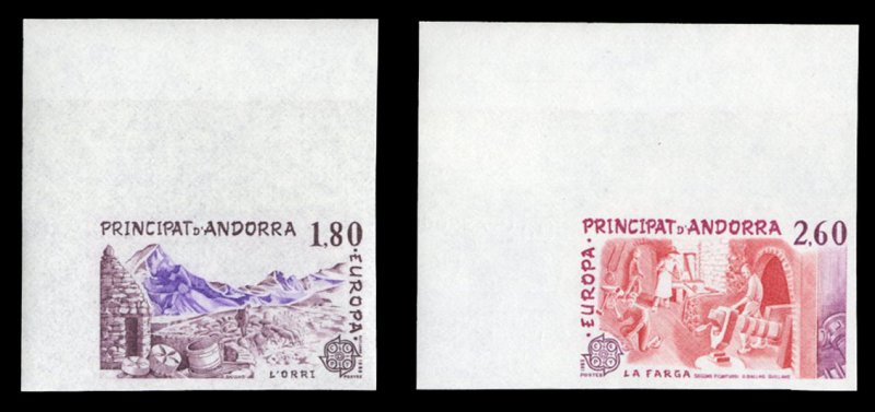 Andorra (French) #307-308 (YT 300-301) Cat€87, 1983 Europa, imperf. sheet m...
