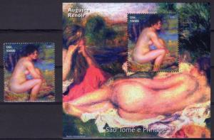 St.Thomas and Principe 2005 Pierre Auguste Renoir Famous Nude Ptgs.Set+S/S MNH