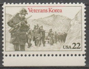 #2152, Single. Veterans Korea MNH, '22 cent'