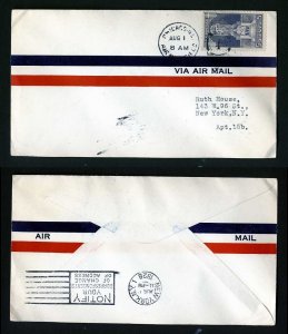 # 628 on First Flight of New Rate cover, Chicago, IL to New York, NY - 8-1-1928