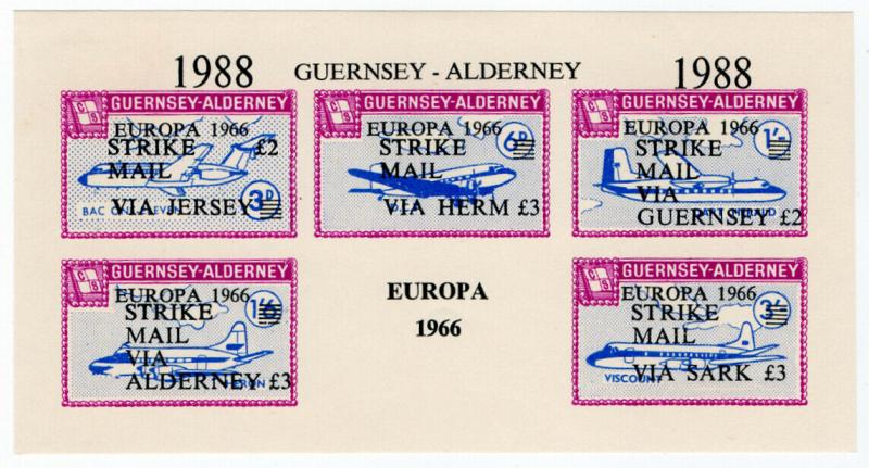 (I.B) Guernsey Cinderella : Alderney Strike Mail Overprint (Commodore Shipping)