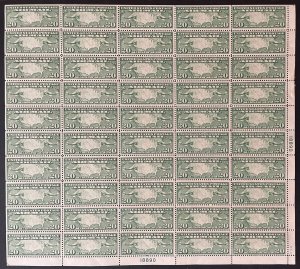 C9 MAP AND BIPLANES Sheet of 50 US Airmail 20¢ Stamps MNH 1926