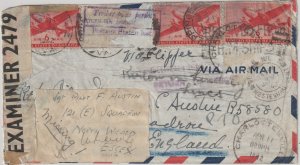 U.S.  Air Mail  WW2 Examiner2479, Missing Pilot, missing stamp.