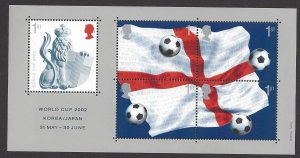 Great Britain #2056 MNH ss, 2002 World Cup, Korea / Kapan, issued 2002
