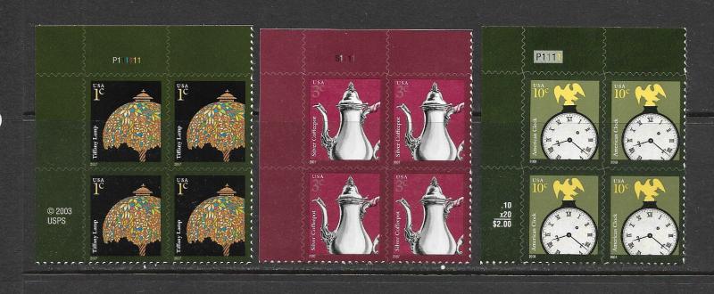 US 3749 3754 3757 P# blocks plate blocks MNH