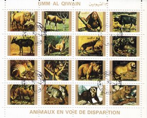 Umm Al Qiwain 1973 animals apes koala bovine mini sheet used Nice stamps