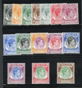 SINGAPORE 1948 GEO VI DEFINITIVES COMPLETE SET SCOTT #1/20 MINT NH