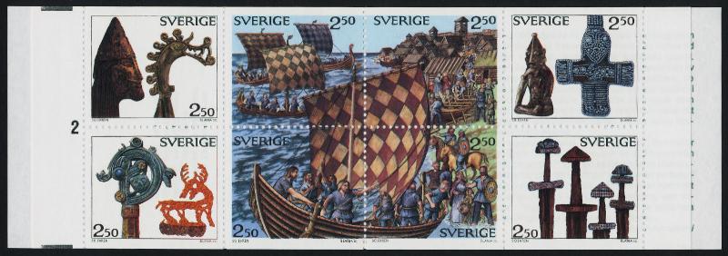 Sweden 1808a Booklet Plate 2 MNH Viking Heritage, Ships, Horses, Artifacts