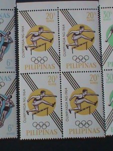 PHILIPPINES 1964 SC#915-8 OLYMPIC GAMES-TOKYO-JAPAN MNH BLOCK VF-COMPLETE SET