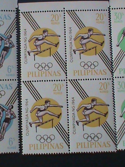 PHILIPPINES 1964 SC#915-8 OLYMPIC GAMES-TOKYO-JAPAN MNH BLOCK VF-COMPLETE SET