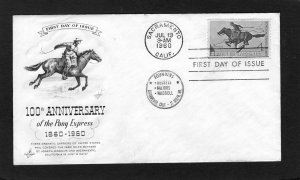 1154 Pony Express, FDC Art Craft cachet