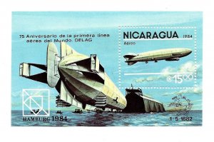 NICARAGUA 1984 FIRST WORLD AIRLINE DELAG WORLD UPU CONGRESS AVIATION SS MNH